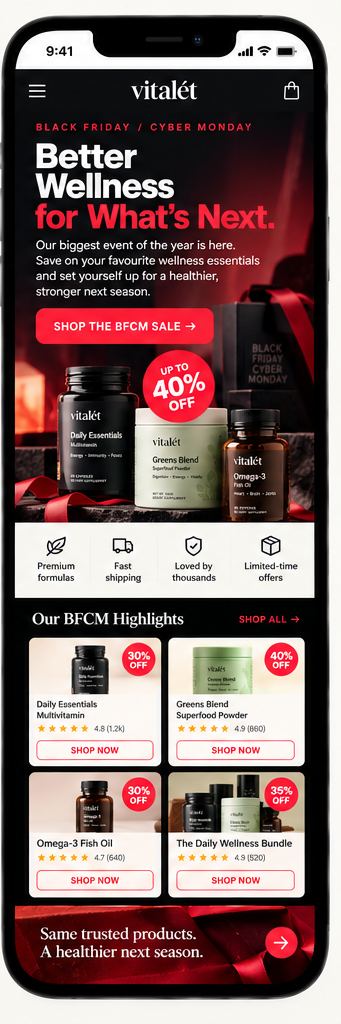 Vitalét: Black Friday email on mobile